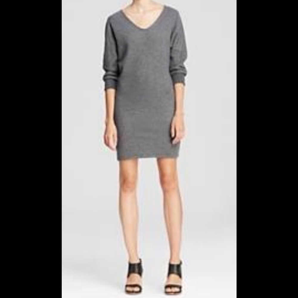 James Perse vneck long sleeve grey French terry loose fitting short dress sz4